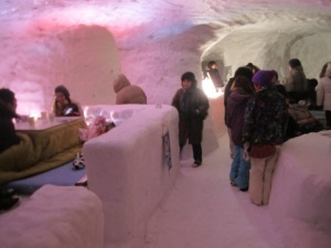 Inside an igloo bar